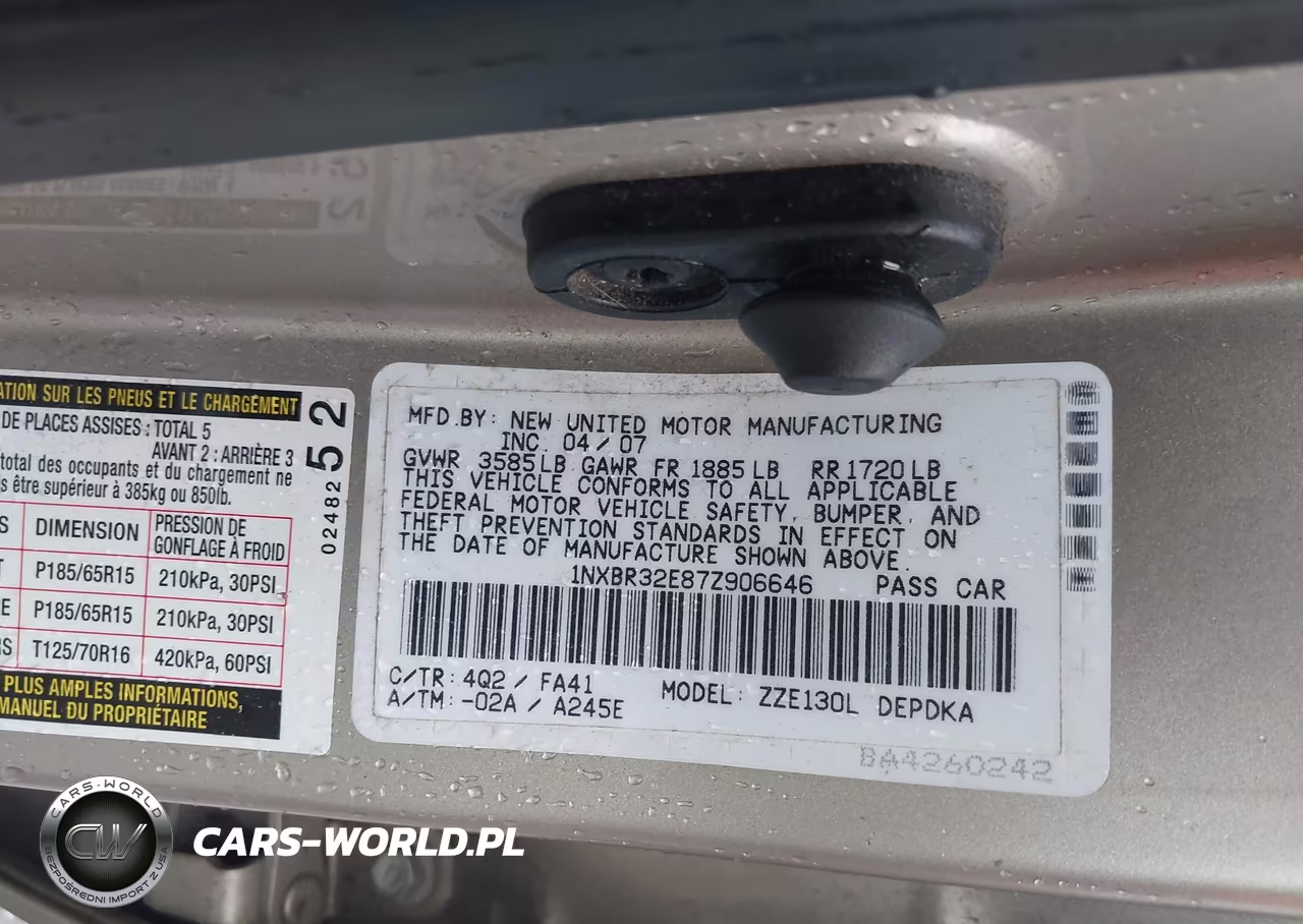 2007 Toyota Corolla Ce VIN:1NXBR32E87Z906646 - 9