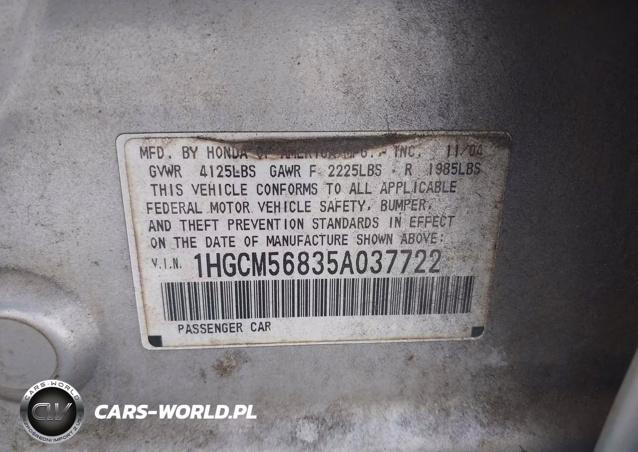 2005 Honda Accord 2.4 Ex VIN:1HGCM56835A037722 - 9