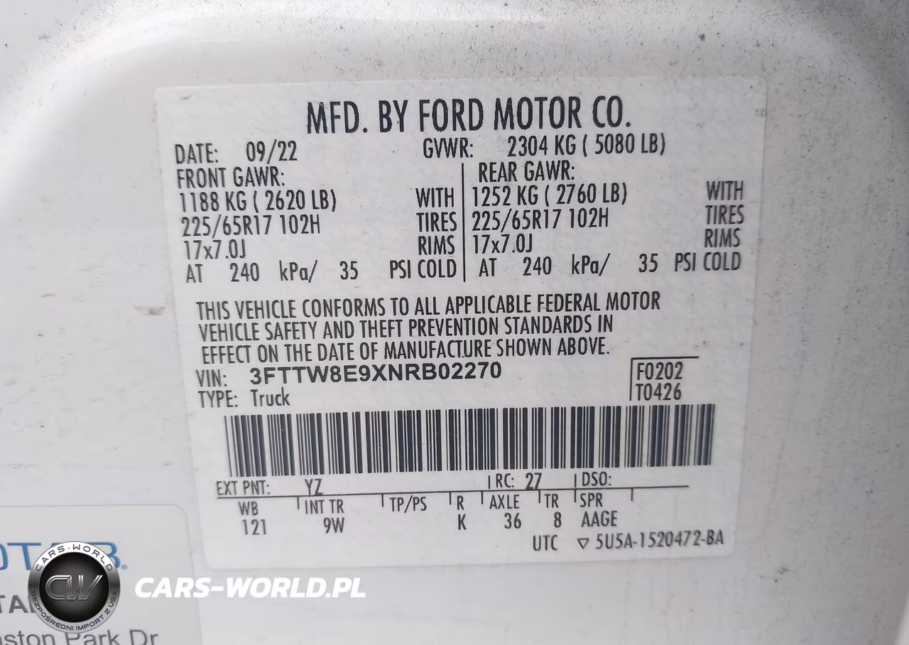 2022 Ford Maverick Xl VIN:3FTTW8E9XNRB02270 - 9