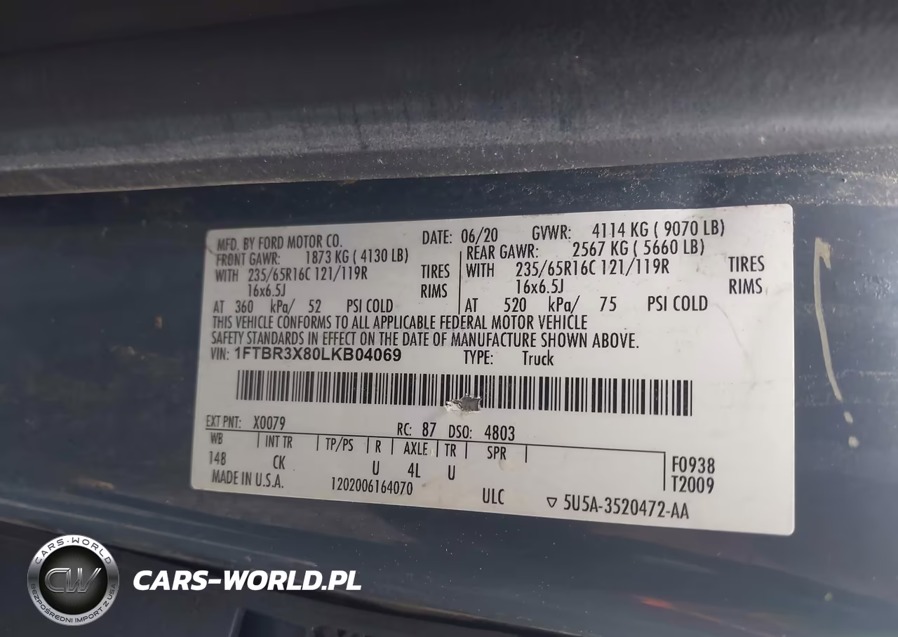 2020 Ford Transit T-250 VIN:1FTBR3X80LKB04069 - 9