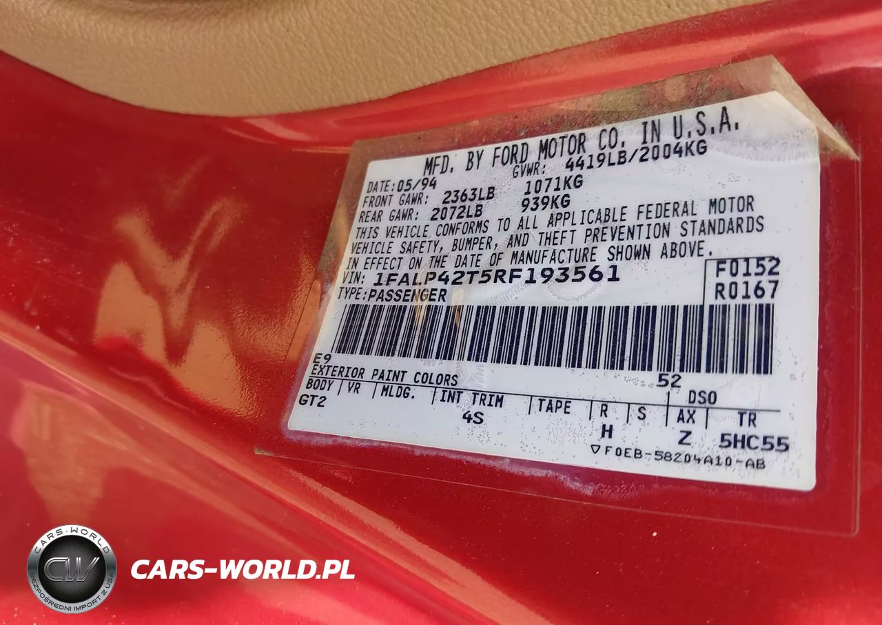 1994 Ford Mustang Gt VIN:1FALP42T5RF193561 - 9