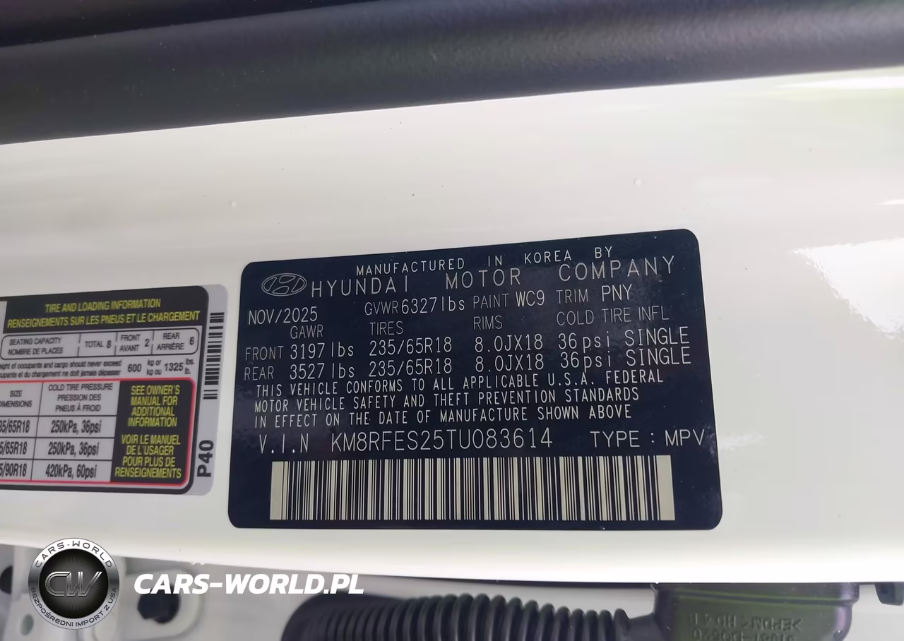 2026 Hyundai Palisade Se VIN:KM8RFES25TU083614 - 9