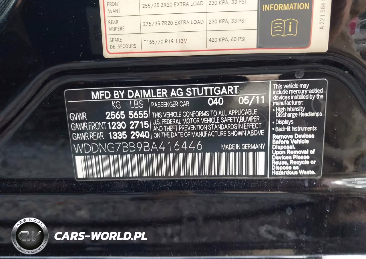 2011 Mercedes-Benz S 550 VIN:WDDNG7BB9BA416446 - 9