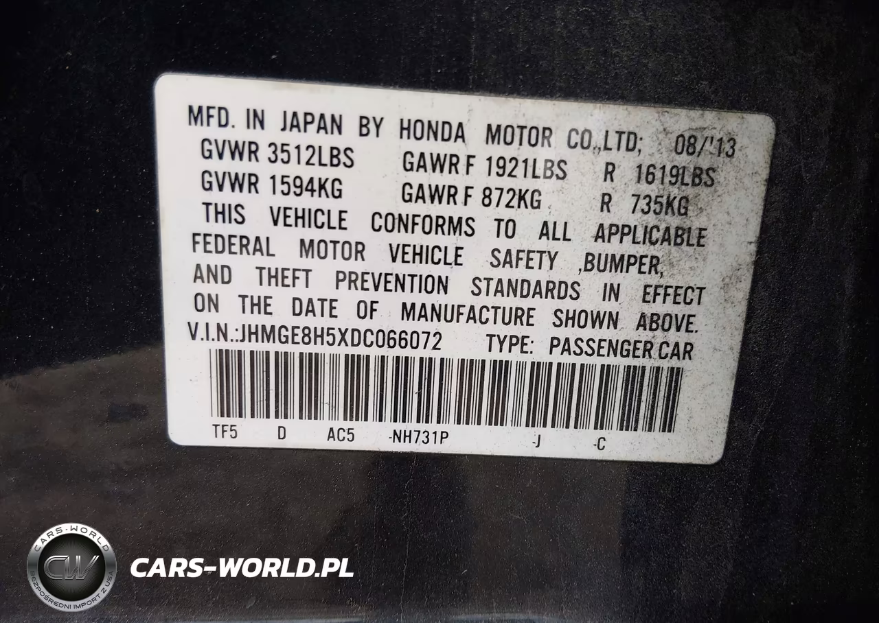 2013 Honda Fit Sport VIN:JHMGE8H5XDC066072 - 9