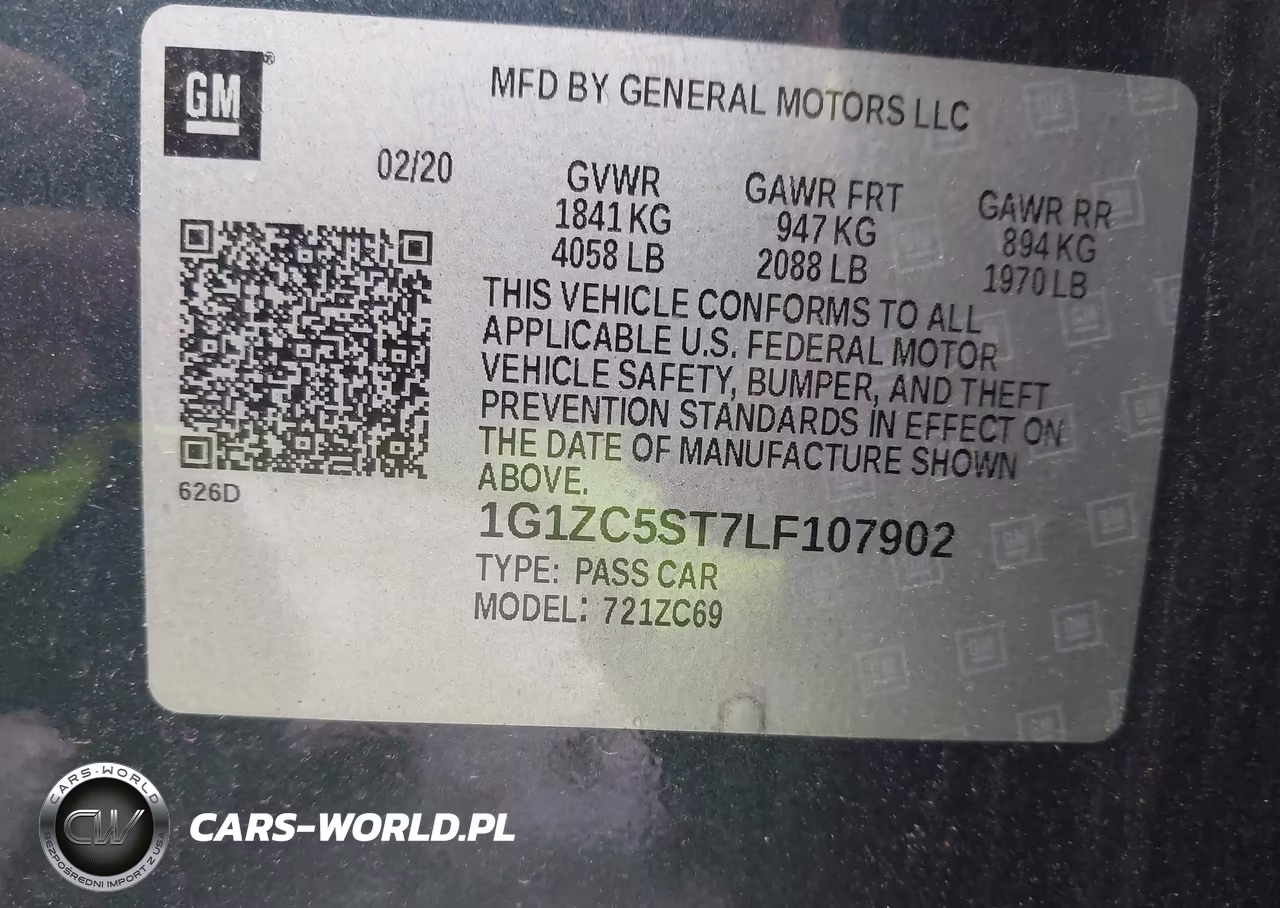 2020 Chevrolet Malibu Fwd 1Fl VIN:1G1ZC5ST7LF107902 - 9