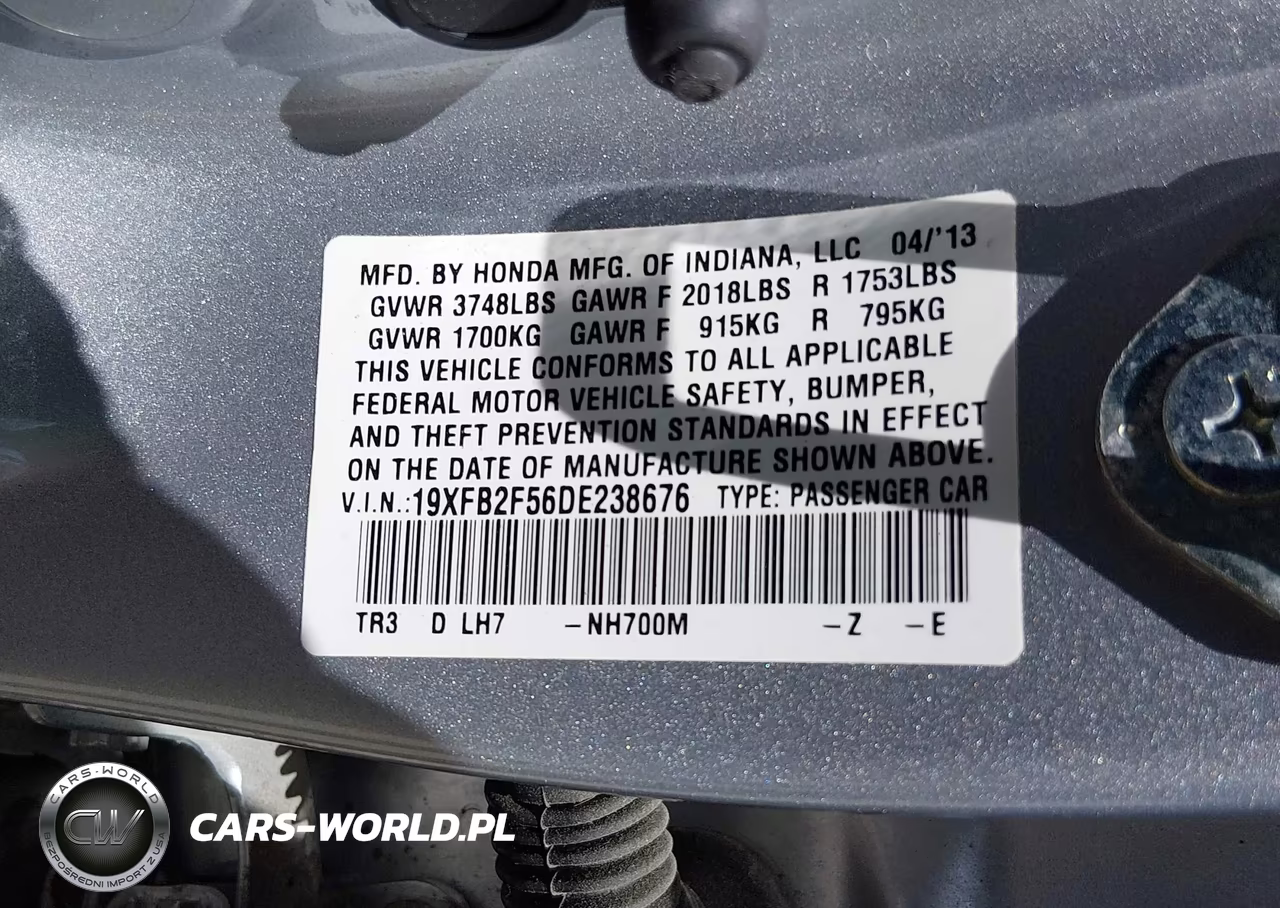 2013 Honda Civic Lx VIN:19XFB2F56DE238676 - 9