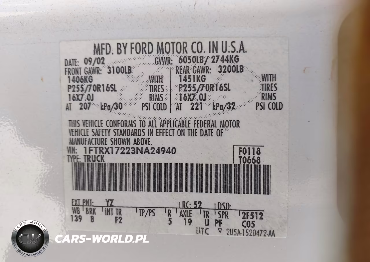 2003 Ford F-150 Xl-Xlt VIN:1FTRX17223NA24940 - 9