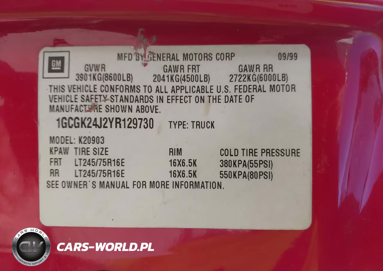 2000 Chevrolet K2500 VIN:1GCGK24J2YR129730 - 9