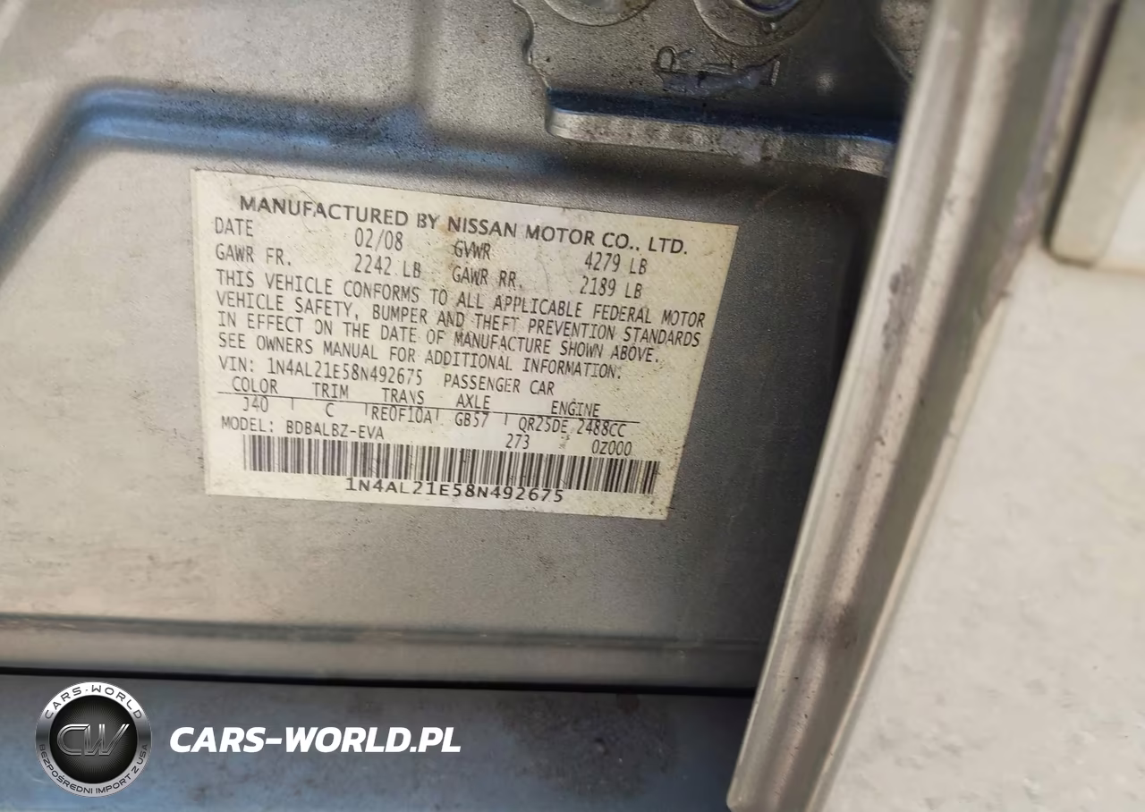 2008 Nissan Altima 2.5 S VIN:1N4AL21E58N492675 - 9