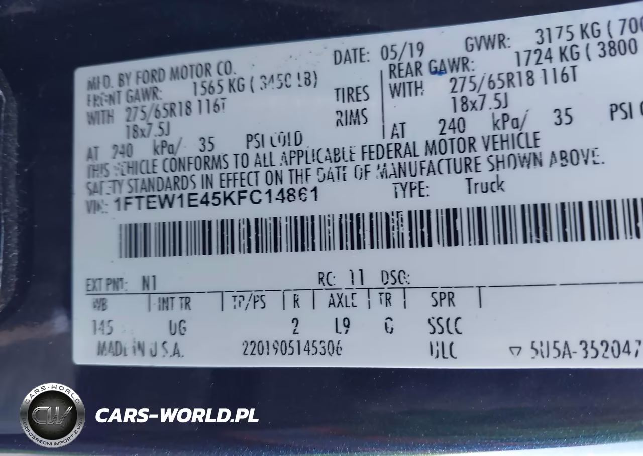 2019 Ford F-150 Xlt VIN:1FTEW1E45KFC14861 - 9