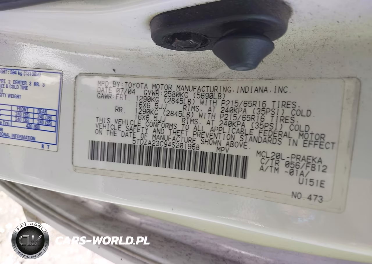 2004 Toyota Sienna Le VIN:5TDZA23C94S201968 - 9