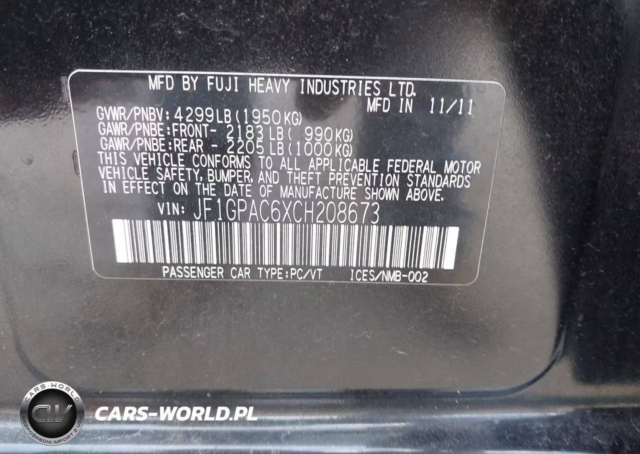 2012 Subaru Impreza 2.0I Premium VIN:JF1GPAC6XCH208673 - 9