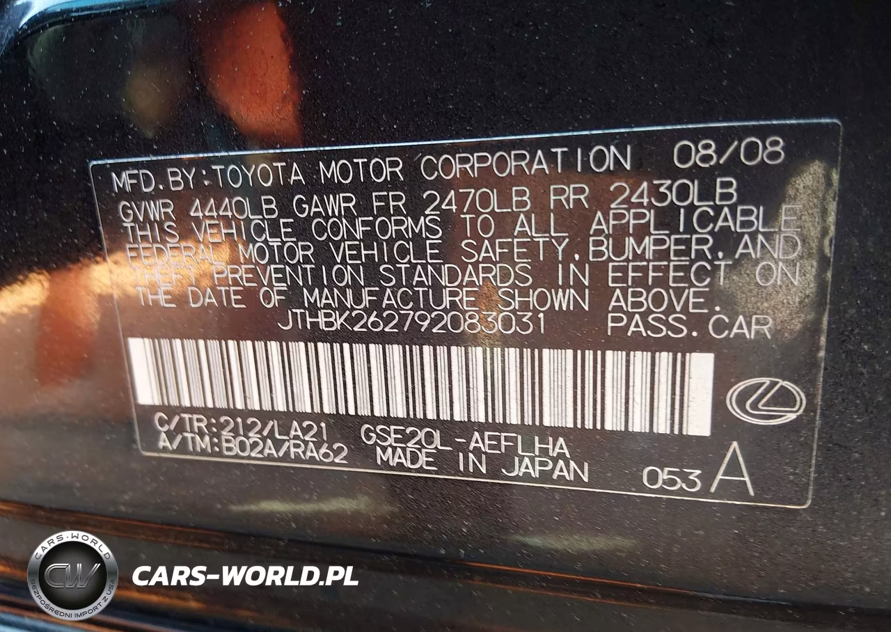 2009 Lexus Is 250 VIN:JTHBK262792083031 - 9