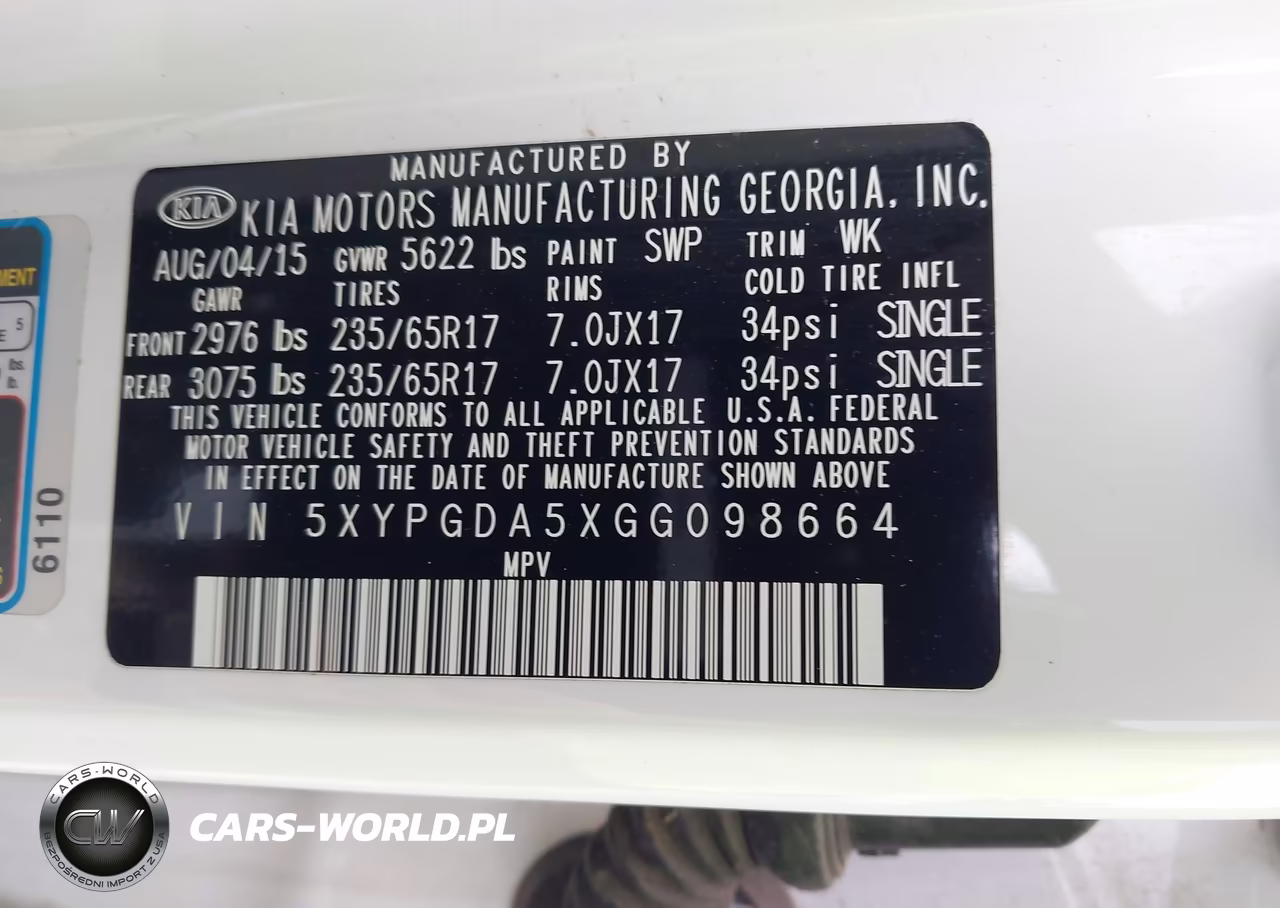 2016 Kia Sorento 3.3L Lx VIN:5XYPGDA5XGG098664 - 9