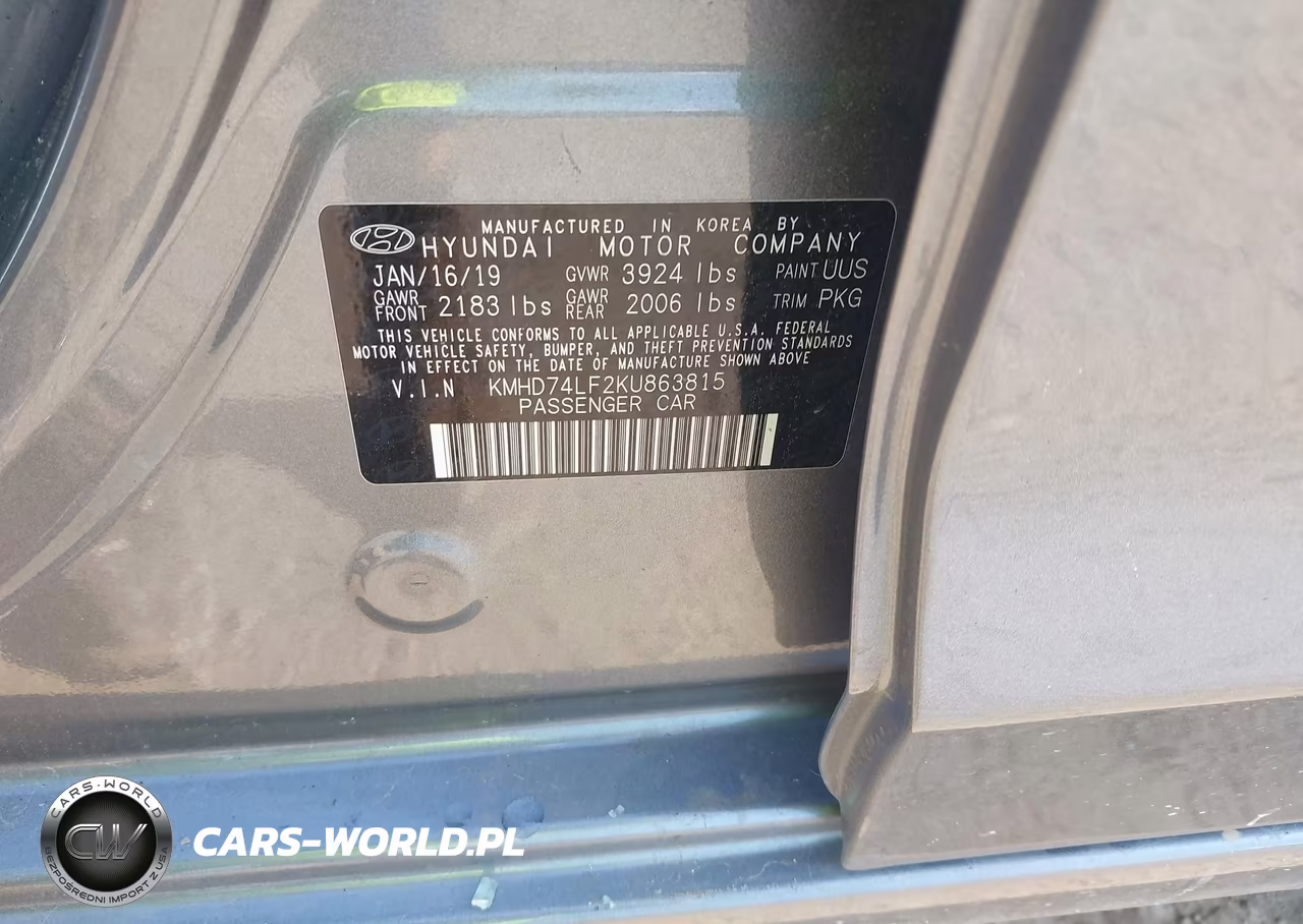 2019 Hyundai Elantra Se VIN:KMHD74LF2KU863815 - 9