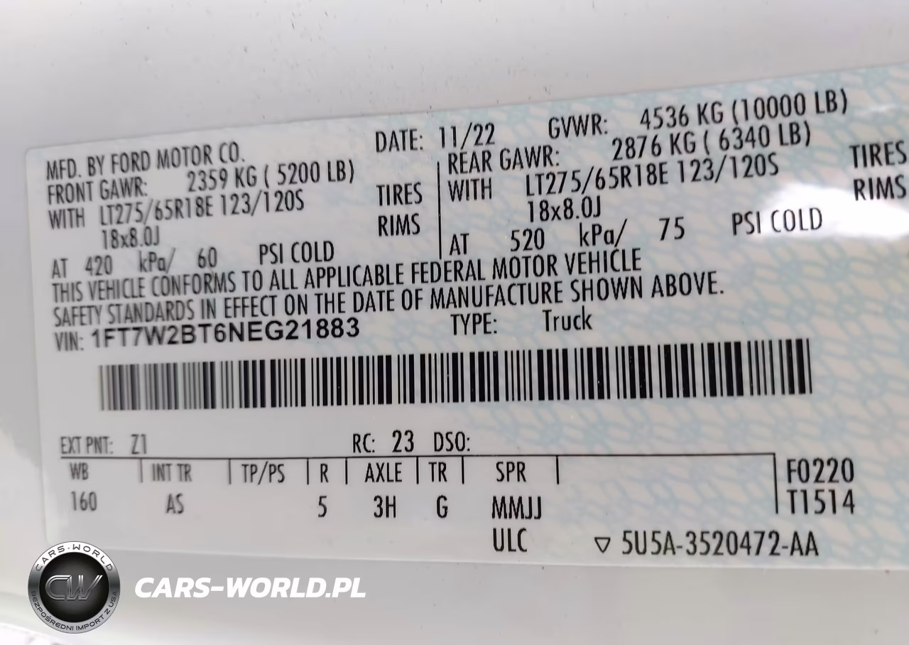 2022 Ford F-250 Xl VIN:1FT7W2BT6NEG21883 - 9