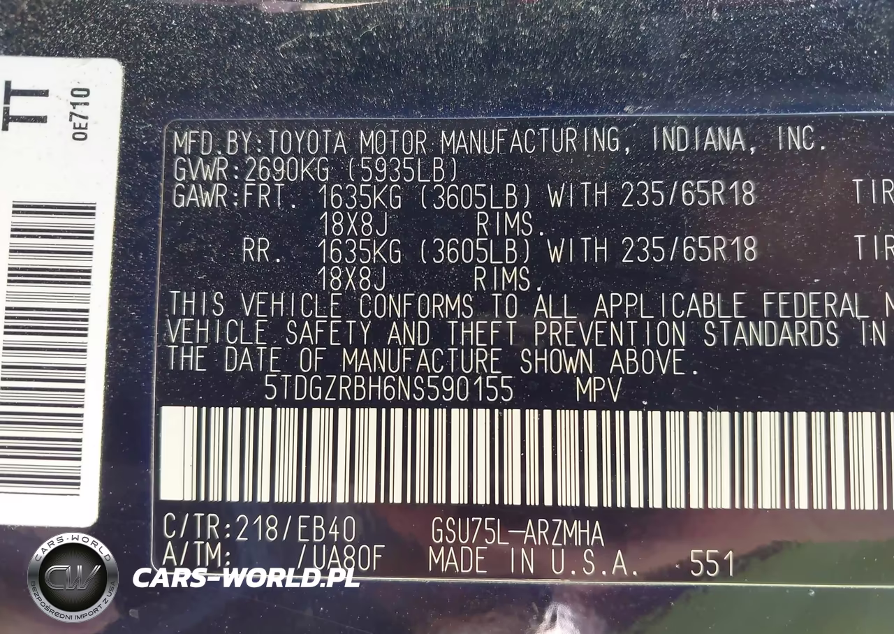2022 Toyota Highlander Xle VIN:5TDGZRBH6NS590155 - 9
