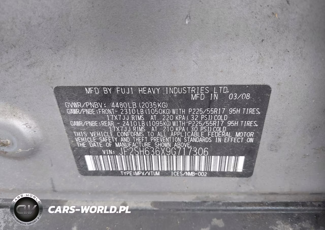 2009 Subaru Forester 2.5X VIN:JF2SH636X9G717306 - 9