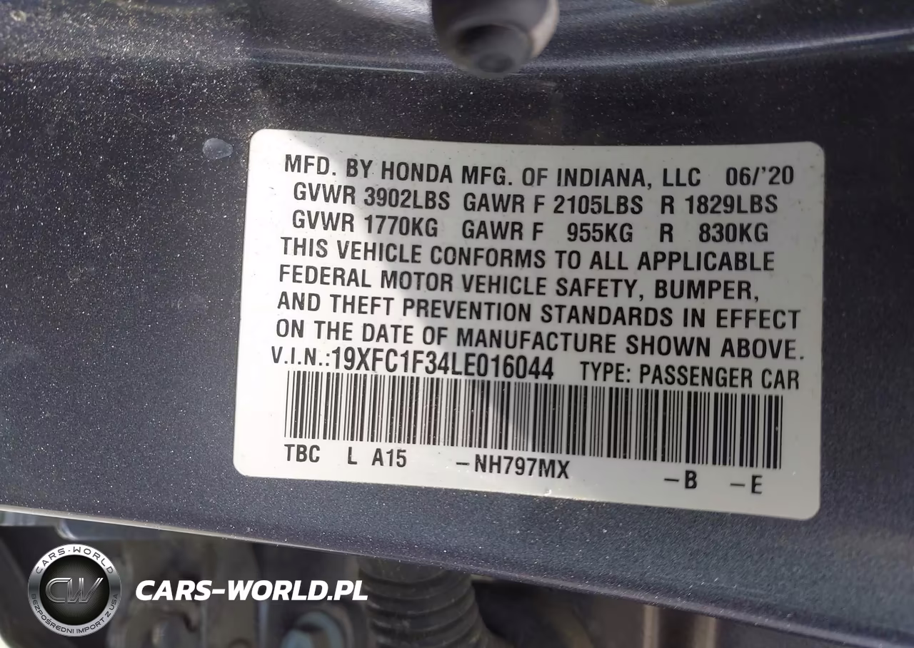 2020 Honda Civic Ex VIN:19XFC1F34LE016044 - 9