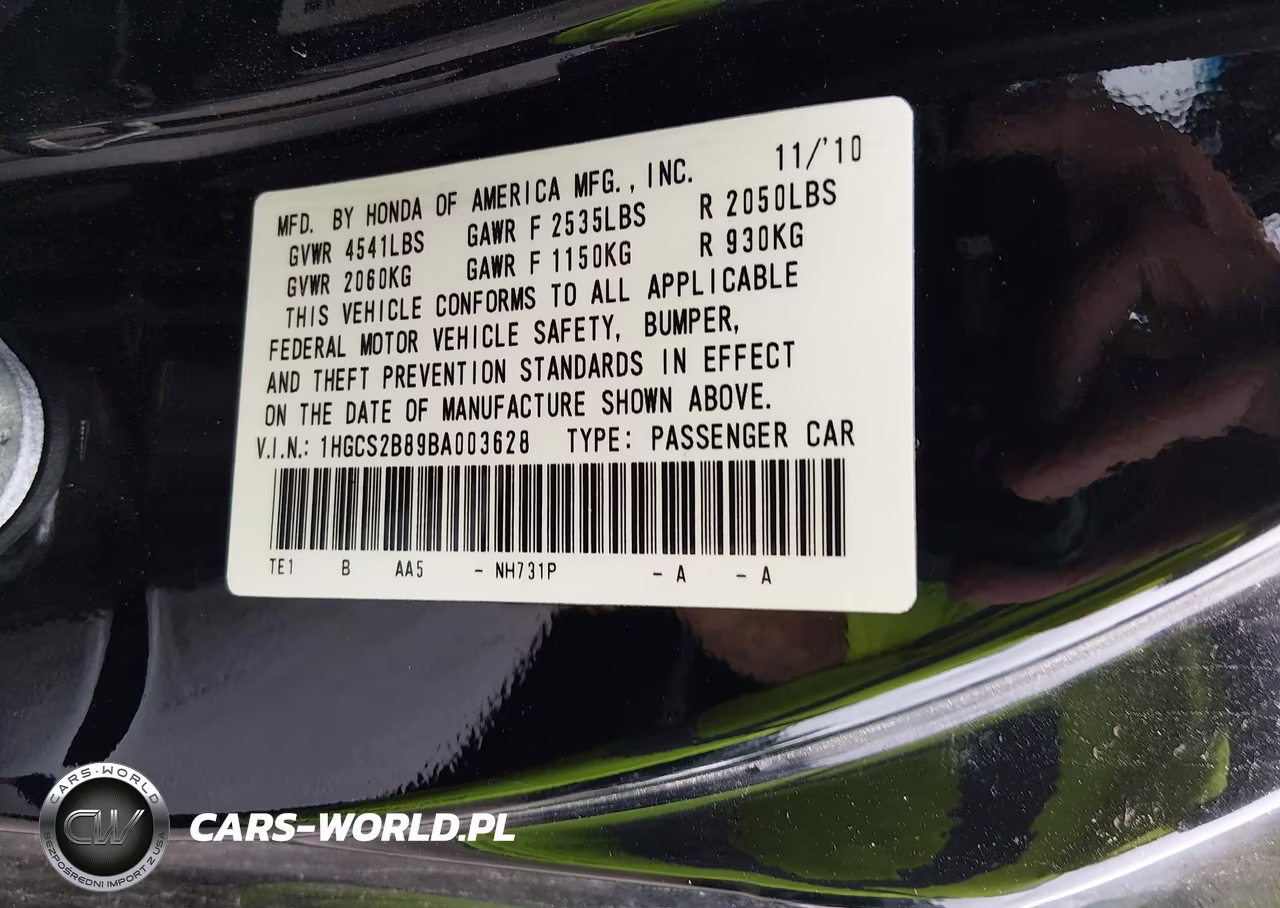 2011 Honda Accord 3.5 Ex-L VIN:1HGCS2B89BA003628 - 9