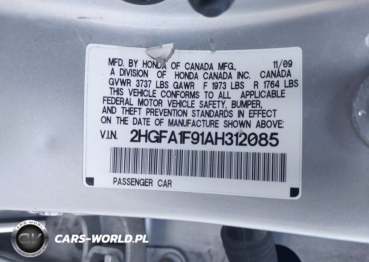 2010 Honda Civic Ex-L VIN:2HGFA1F91AH312085 - 9
