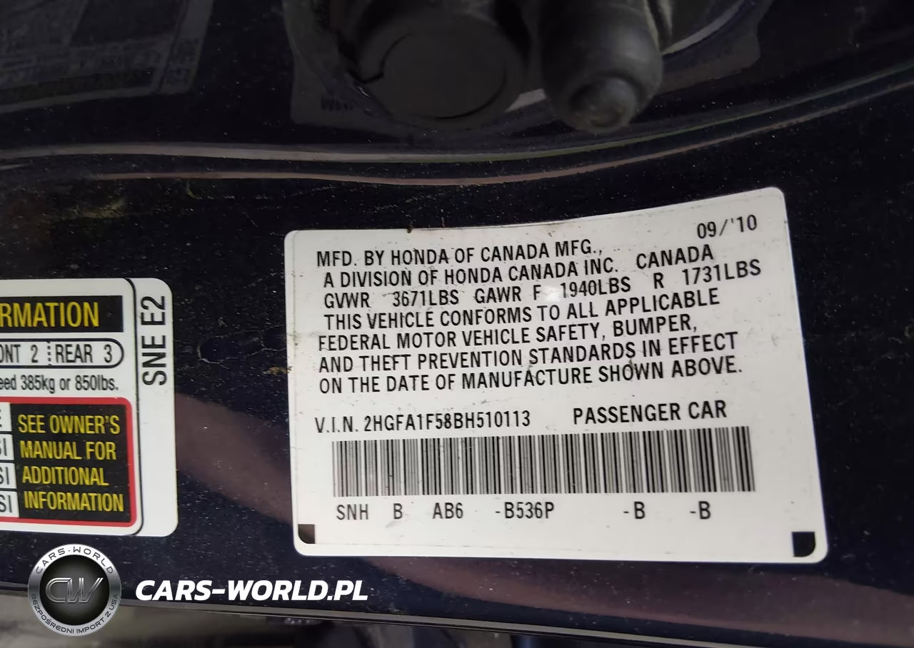 2011 Honda Civic Lx VIN:2HGFA1F58BH510113 - 9
