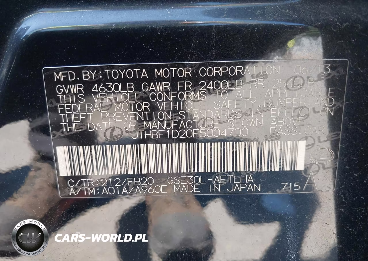 2014 Lexus Is 250 VIN:JTHBF1D20E5004700 - 9