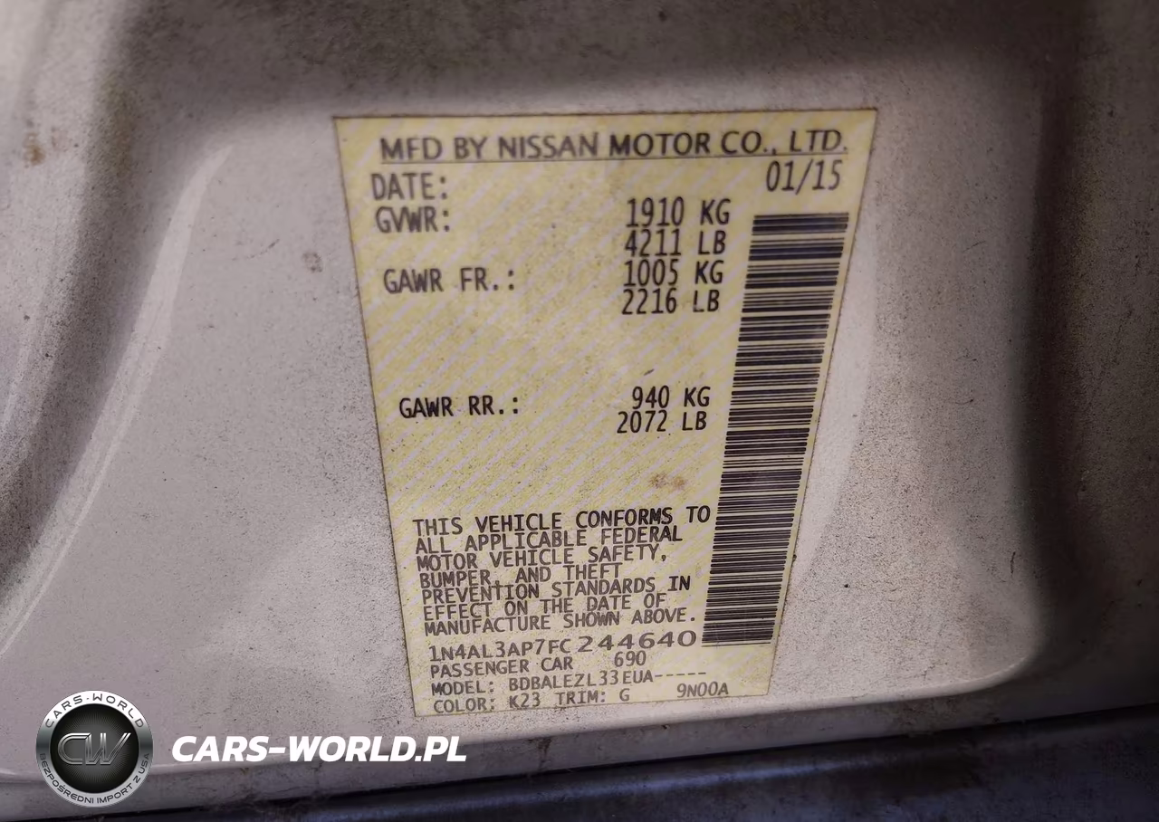 2015 Nissan Altima 2.5-2.5 S-2.5 Sl-2.5 Sv VIN:1N4AL3AP7FC244640 - 9