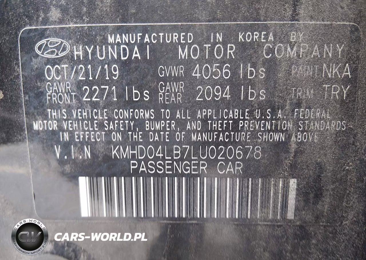 2020 Hyundai Elantra Sport VIN:KMHD04LB7LU020678 - 9