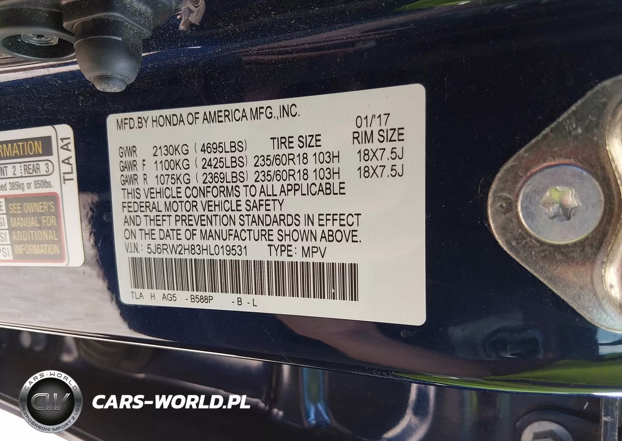 2017 Honda Cr-V Ex-L-Ex-L Navi VIN:5J6RW2H83HL019531 - 9