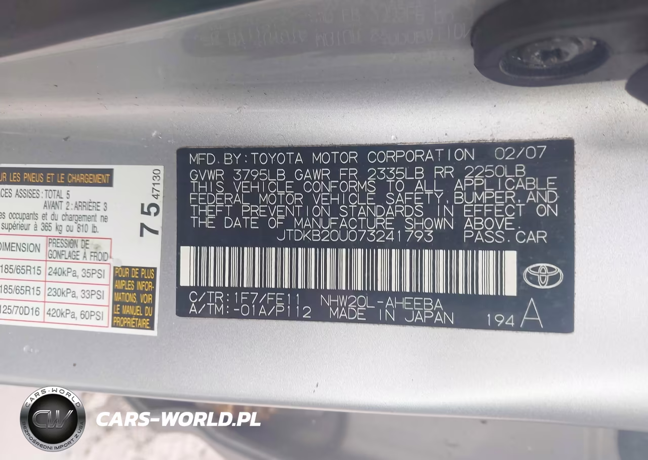 2007 Toyota Prius VIN:JTDKB20U073241793 - 9