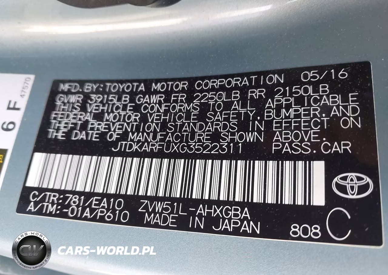 2016 Toyota Prius Four VIN:JTDKARFUXG3522311 - 9