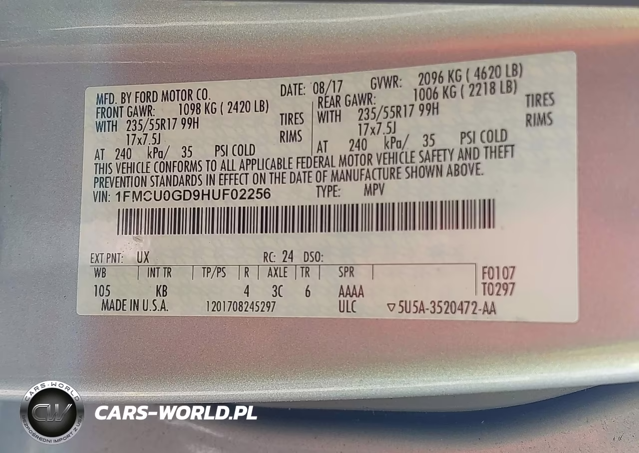 2017 Ford Escape Se VIN:1FMCU0GD9HUF02256 - 9