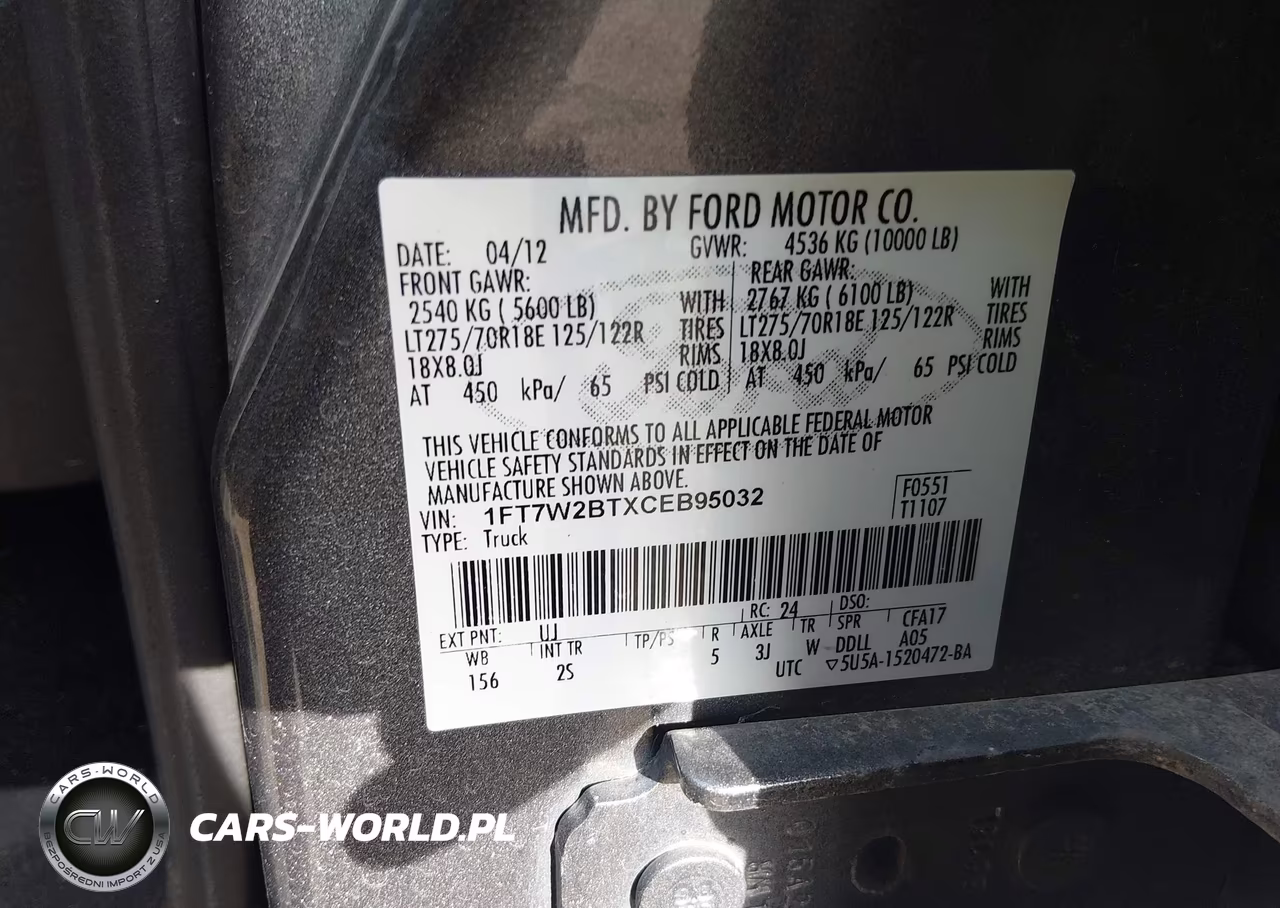 2012 Ford F-250 Xlt VIN:1FT7W2BTXCEB95032 - 9