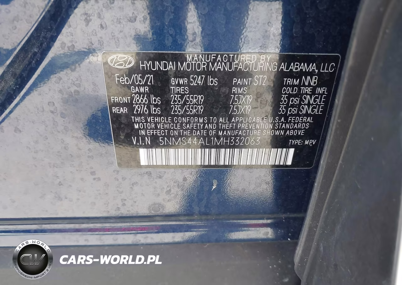 2021 Hyundai Santa Fe Limited VIN:5NMS44AL1MH332063 - 9