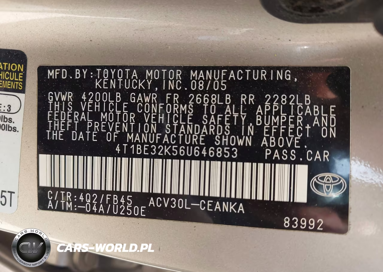 2006 Toyota Camry Std VIN:4T1BE32K56U646853 - 9