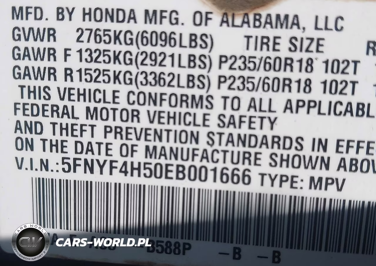 2014 Honda Pilot Ex-L VIN:5FNYF4H50EB001666 - 9