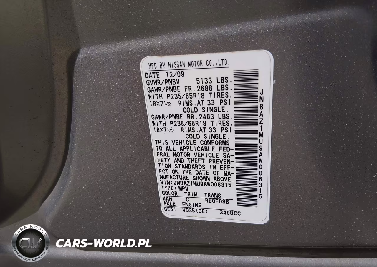 2010 Nissan Murano S VIN:JN8AZ1MU9AW006315 - 9