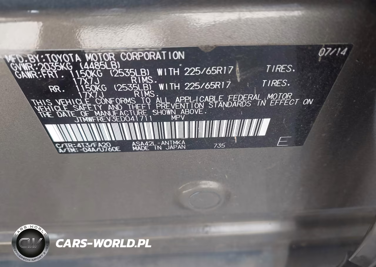 2014 Toyota Rav4 Xle VIN:JTMWFREV3ED041711 - 9