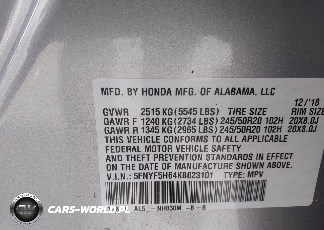 2019 Honda Pilot Touring VIN:5FNYF5H64KB023101 - 9
