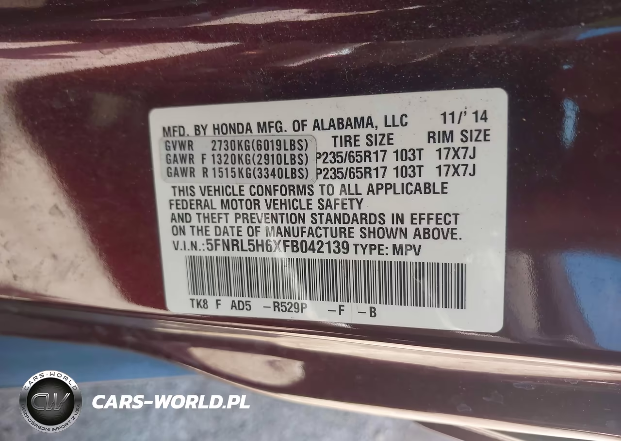 2015 Honda Odyssey Ex-L VIN:5FNRL5H6XFB042139 - 9