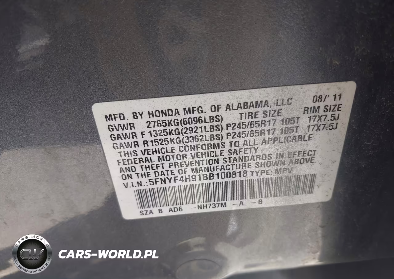 2011 Honda Pilot Touring VIN:5FNYF4H91BB100818 - 9