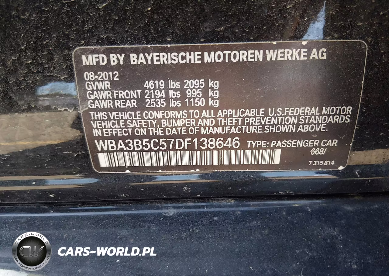 2013 BMW 328I xDrive VIN:WBA3B5C57DF138646 - 9