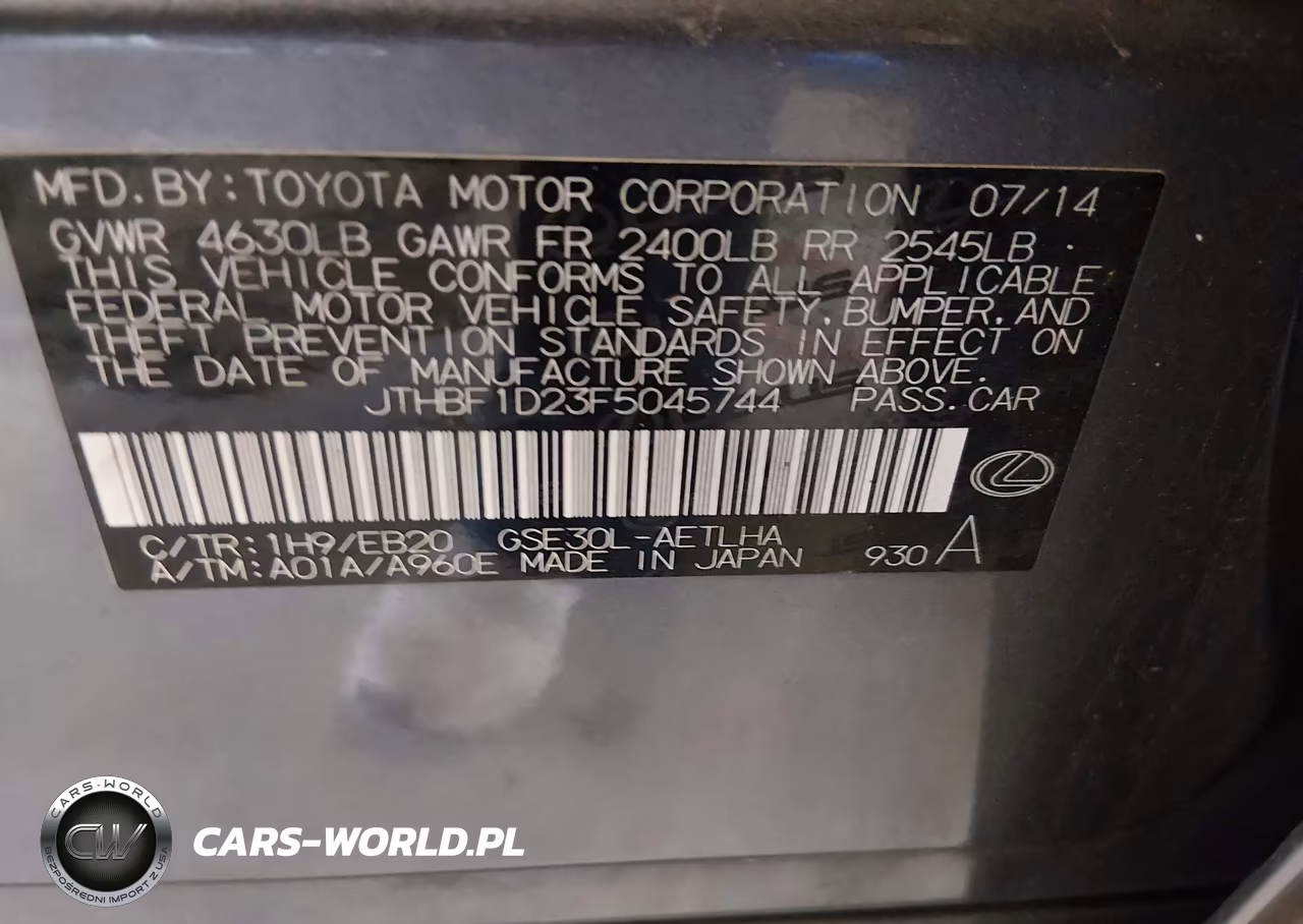 2015 Lexus Is 250 VIN:JTHBF1D23F5045744 - 9