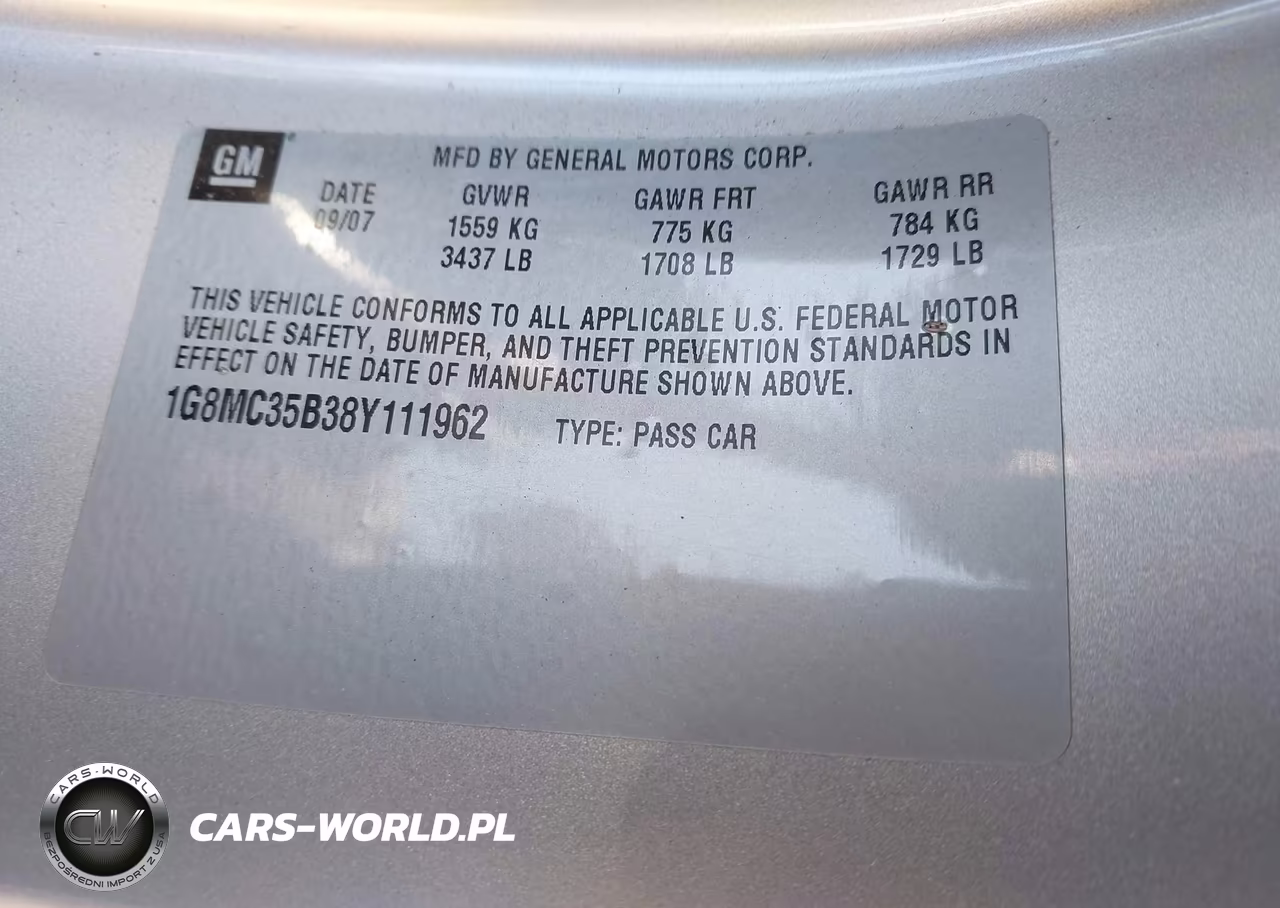 2008 Saturn Sky VIN:1G8MC35B38Y111962 - 9