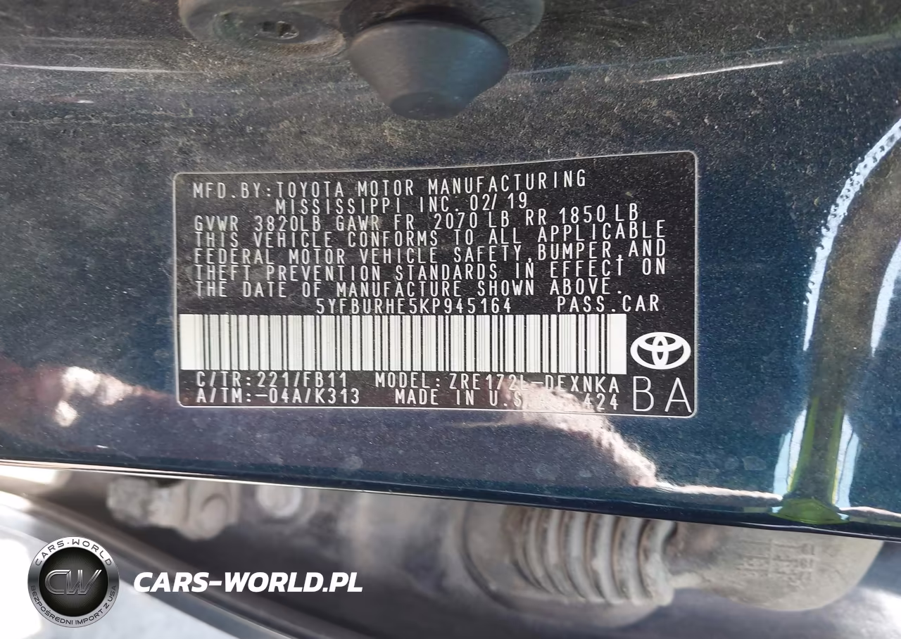 2019 Toyota Corolla Le VIN:5YFBURHE5KP945164 - 9