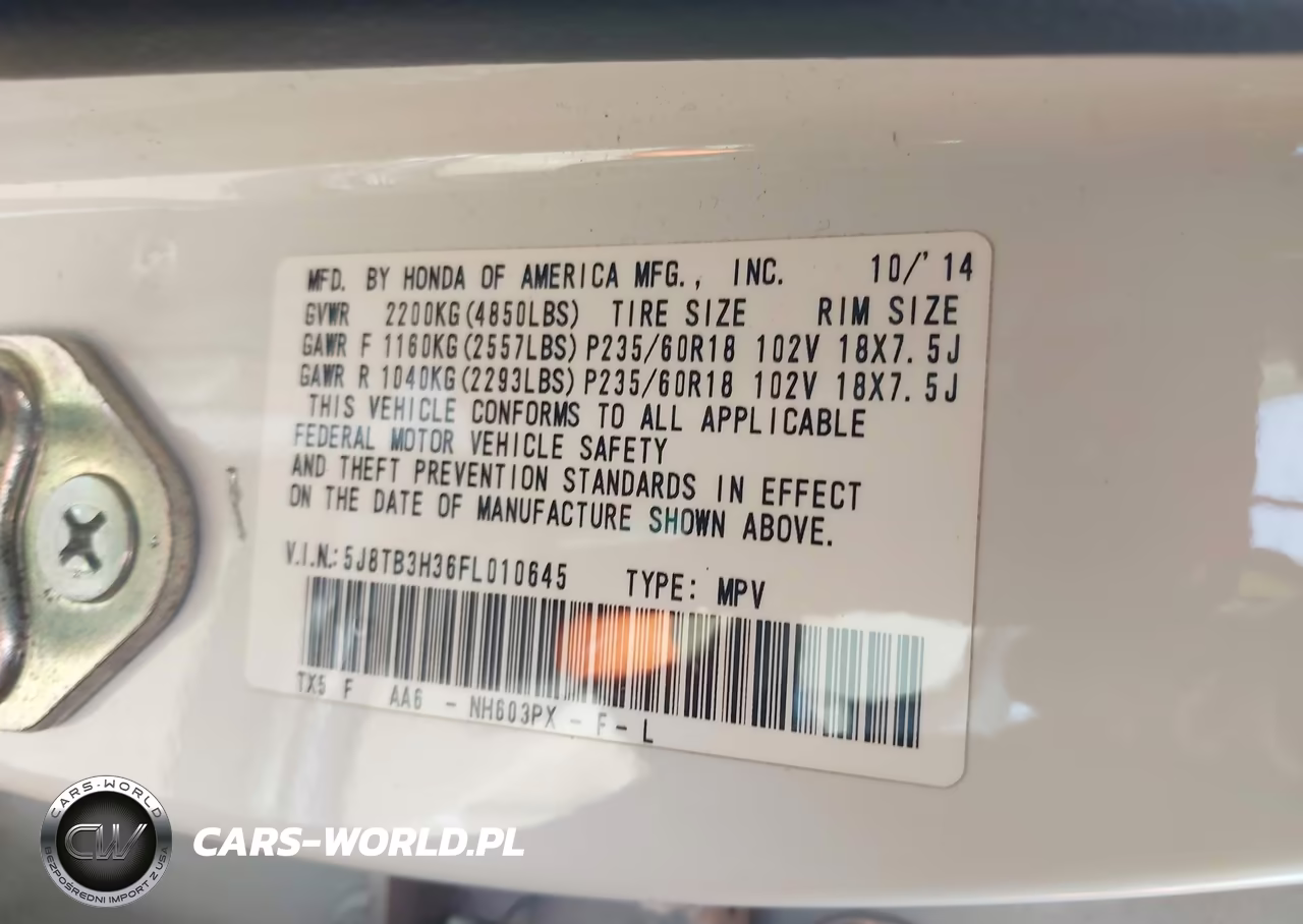 2015 Acura Rdx VIN:5J8TB3H36FL010645 - 9