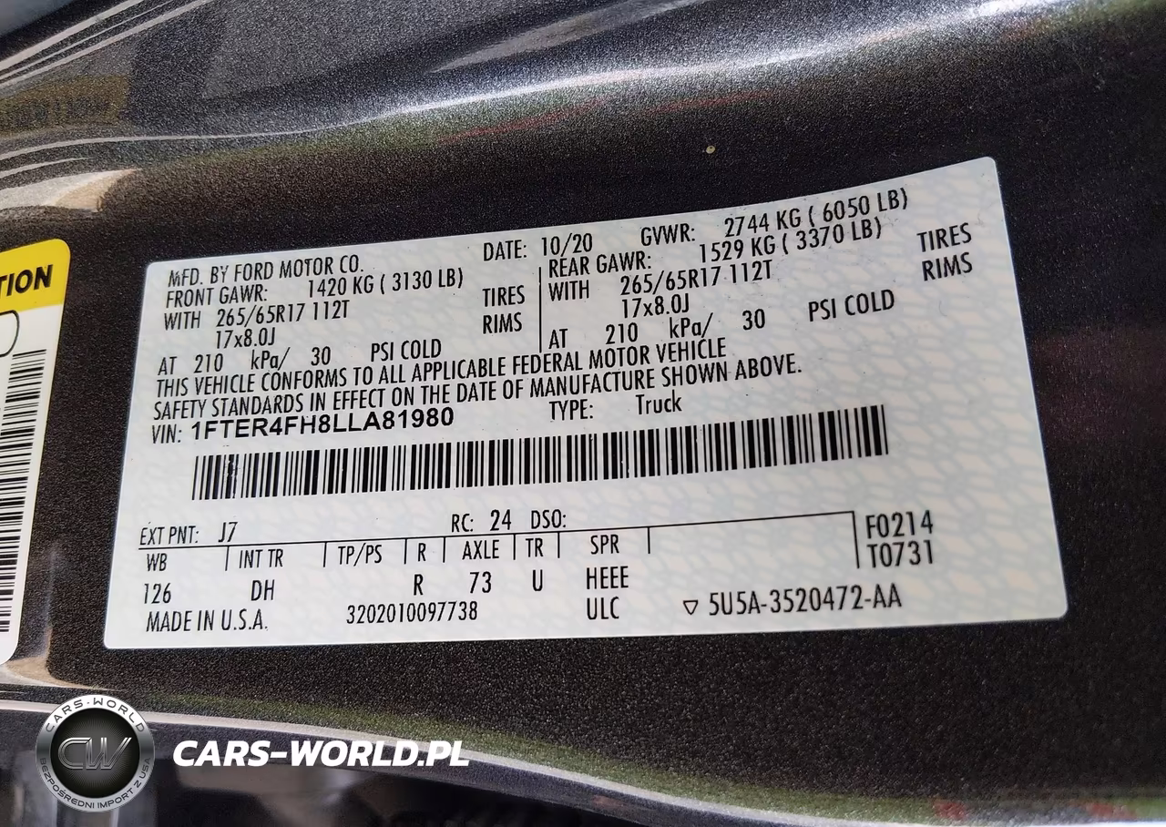 2020 Ford Ranger Lariat VIN:1FTER4FH8LLA81980 - 9