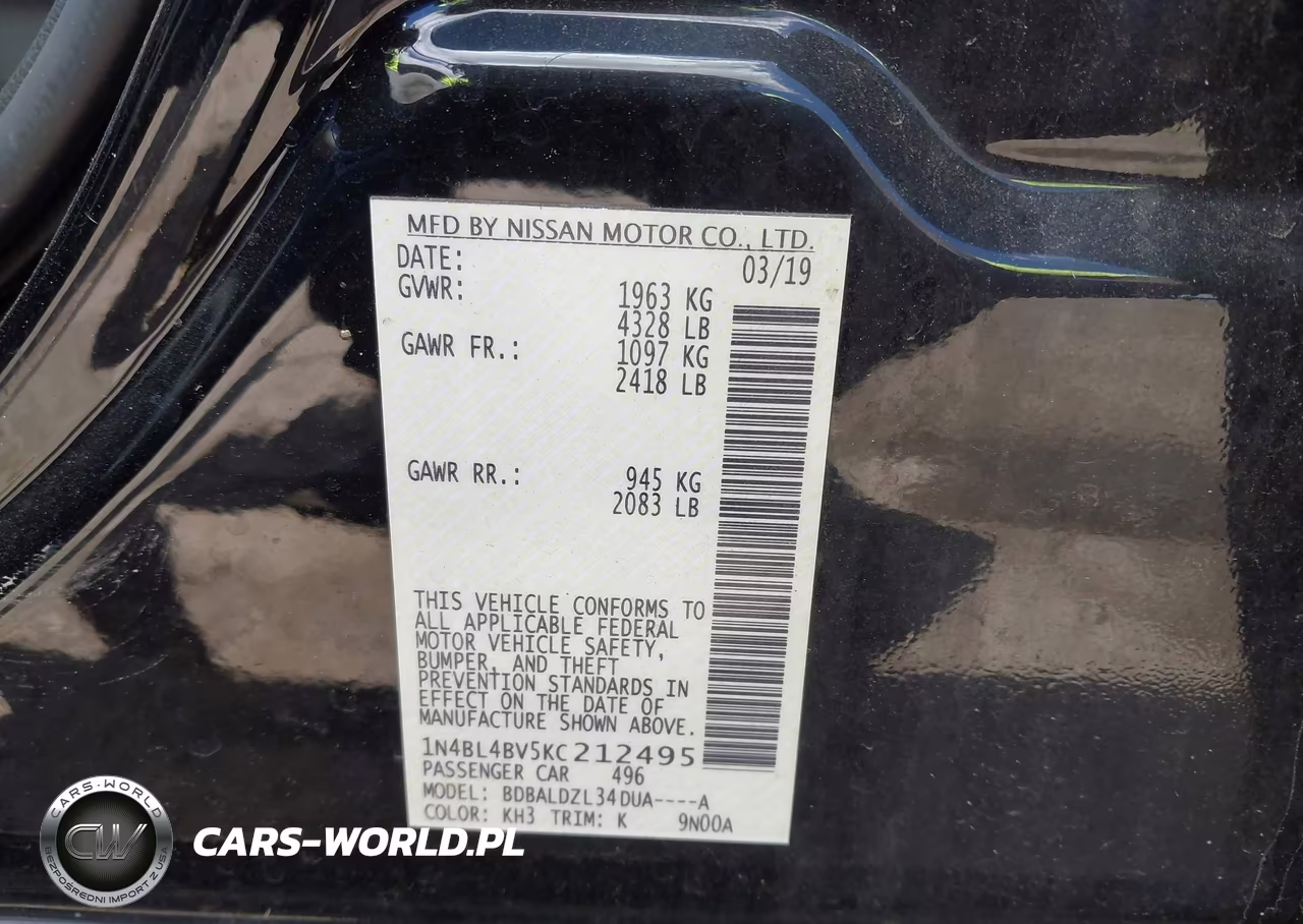 2019 Nissan Altima 2.5 S VIN:1N4BL4BV5KC212495 - 9