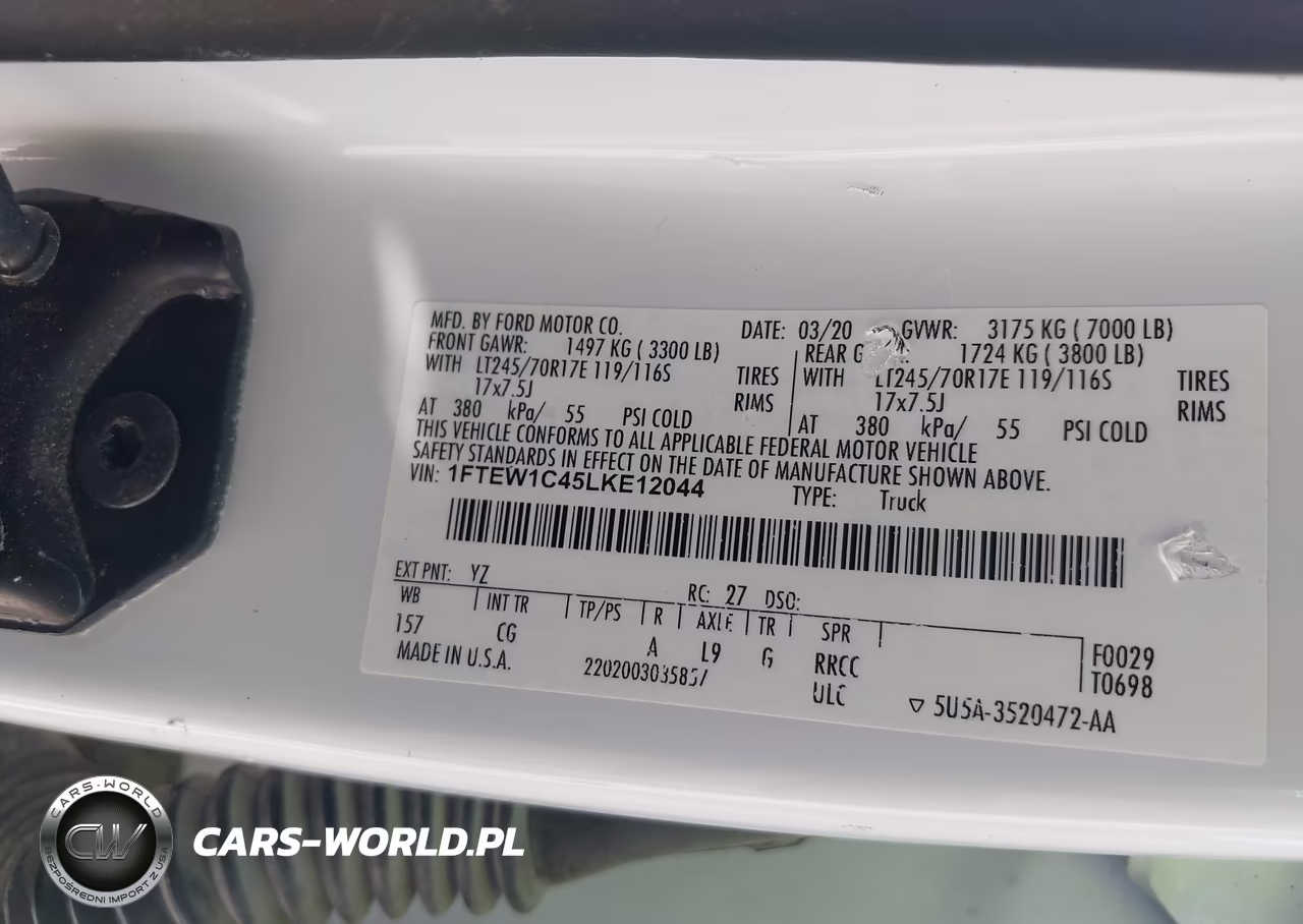 2020 Ford F-150 Xl VIN:1FTEW1C45LKE12044 - 9